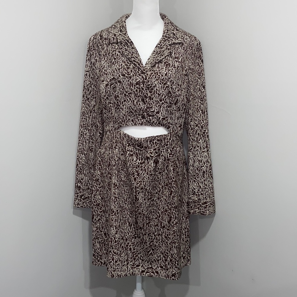 NWT ASTR The Label Brown Sketch Dress Size L